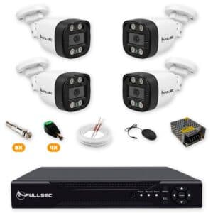Kit 4 Câmeras de Segurança HD 720p + DVR 4 Canais sem HD + Cabo 100m Fullsec