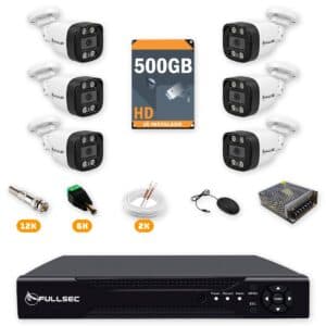 Kit 6 Câmeras de Segurança HD 720p + DVR 8 Canais + HD 500GB + Cabo 200m Fullsec