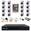 391 Kit 16 Câmeras de Segurança Dome HD 720p + DVR 16 Canais + HD 2TB + Cabo 200m + Caixinhas Fullsec