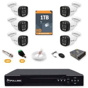 Kit 6 Câmeras de Segurança HD 720p + DVR 8 Canais + HD 1TB + Cabo 100m Fullsec