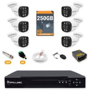 Kit 6 Câmeras de Segurança HD 720p + DVR 8 Canais + HD 250GB + Cabo 100m Fullsec