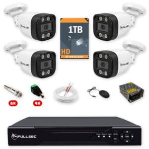 79 Kit 4 Câmeras de Segurança Full HD 1080p + DVR 4 Canais + HD 1TB + Cabo 100m Fullsec