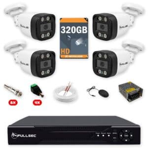 Kit 4 Câmeras de Segurança Full HD 1080p + DVR 4 Canais + HD 320GB + Cabo 100m Fullsec