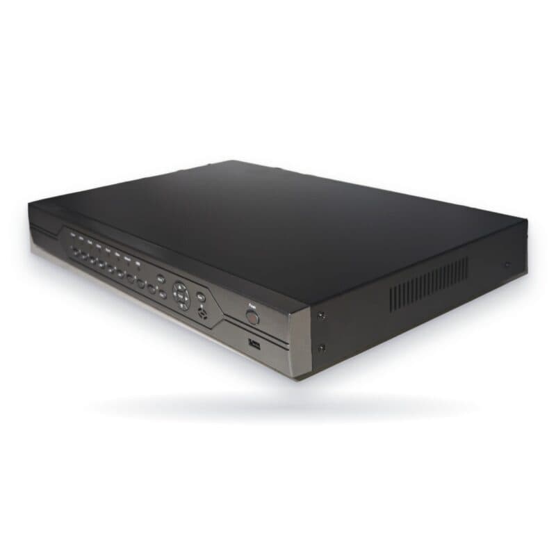 Foto real do DVR 32 canais Fullsec FSM-XVR32 em ângulo 3/4